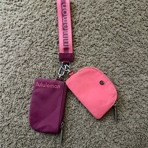 Lululemon Athletica Pink and Red Pouch with Lanyard